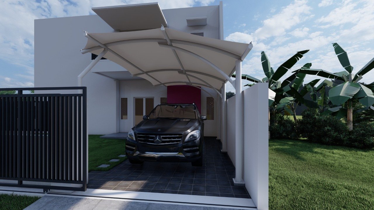 Carport kanopi membran minimalis untuk garasi rumah