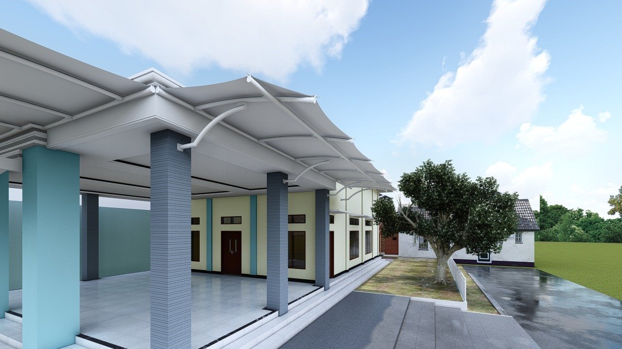 Contoh kanopi membran aesthetic dengan desain modern dan elegan
