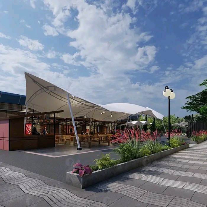 Pemasangan Kanopi Membran Outdoor berkualitas tinggi untuk area publik